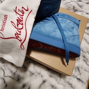 Christian Louboutin Hightop Suede Blue Sneakers